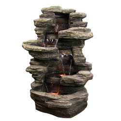 Stacked Shale Outdoor Water Fountain w/ LED Lights by Sunnydaze Decor
