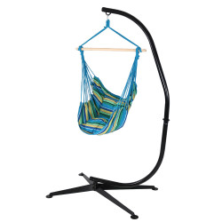 Hanging Hammock Swing and C-Stand Combo by Sunnydaze Décor-Ocean Breeze