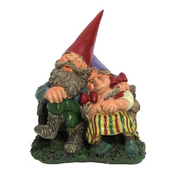 Al and Anita on Bench Gnome Statue, 8" Tall by Sunnydaze Decor