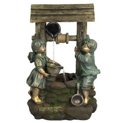 Children at the Well Outdoor Water Fountain with LED Light by Sunnydaze Decor