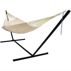 Sunnydaze Thick Cord XXL Hammock with Stand - Natural