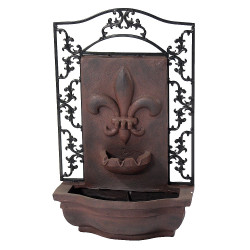 Sunnydaze French Lily Outdoor Wall Fountain - Weathered Iron