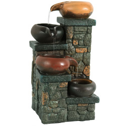 Sunnydaze Tiered Pitchers on Brick Steps Tabletop Fountain with LED Light, 10 Inch Tall