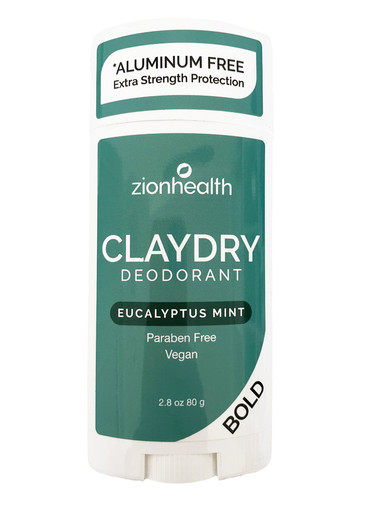 Zion Health Clay Dry Bold Deodorant Stick 2.8 oz Eucalyptus Mint