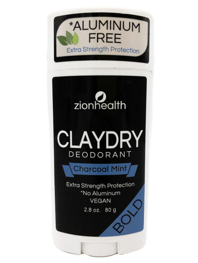 Zion Health Clay Dry Bold Deodorant Stick 2.8 oz Charcoal Mint 