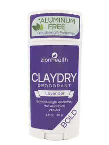 Zion Health Clay Dry Bold Deodorant Stick 2.8 oz Lavender