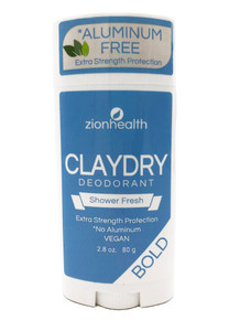 Zion Health Clay Dry Bold Deodorant Stick 2.8 oz Shower Fresh