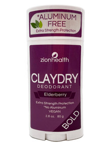 Zion Health Clay Dry Bold Deodorant Stick 2.8 oz Elderberry