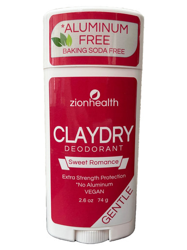 Zion Health Clay Dry Gentle Deodorant Stick 2.6 OZ Sweet Romance Front