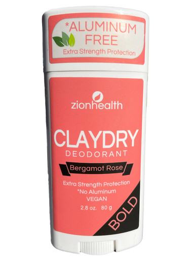 Zion Health Clay Dry Bold Deodorant Stick 2.8 OZ Bergamot Rose