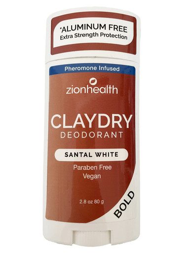 Zion Health Clay Dry Bold Deodorant Stick 2.8 OZ Santal White