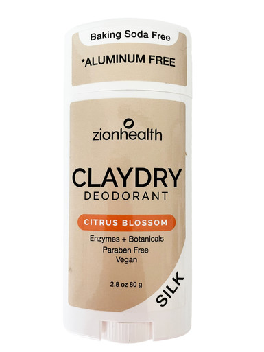Zion Health Clay Dry Silk Deodorant Stick 2.8 OZ Citrus Blossom