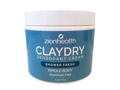 Zion Health Clay Dry Whole Body Deodorant Cream 4 oz Shower Fresh