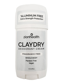 Zion Health Clay Dry Whole Body Deodorant 2.3 oz Fragrance Free Front