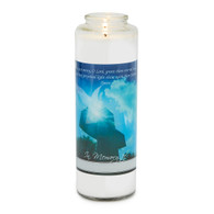 Front of candle.
