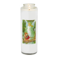 Front of candle.