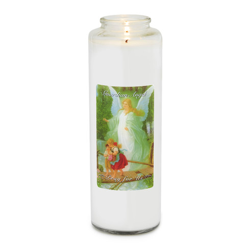 Front of candle.