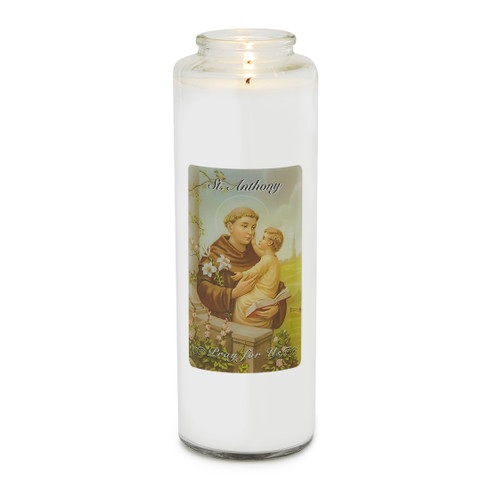 Front of candle.