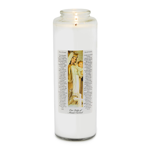 Front of candle.