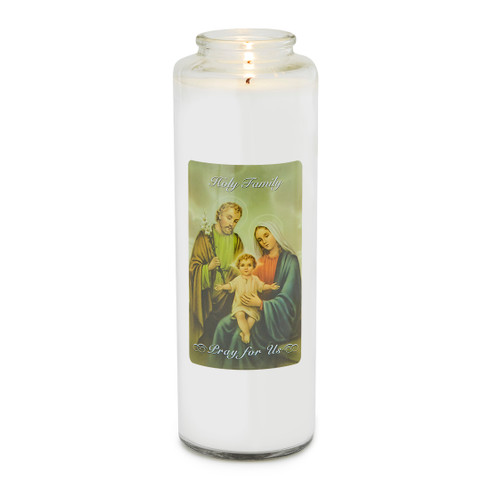Front of candle.
