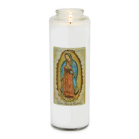 Front of candle.