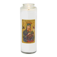 Front of candle.