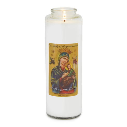 Front of candle.