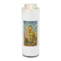 Front of candle.