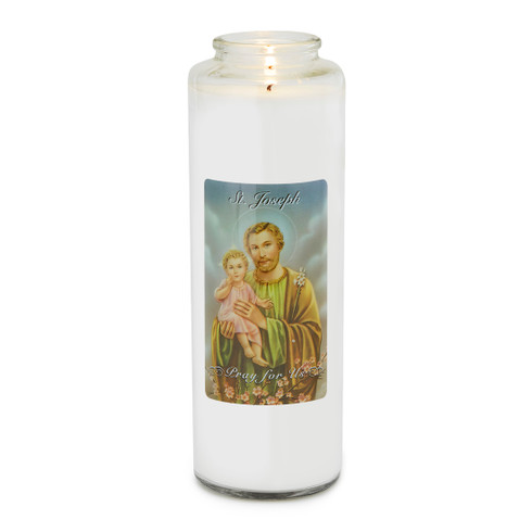 Front of candle.