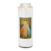 Front of candle.
