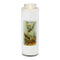 Front of candle.