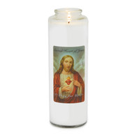 Front of candle.