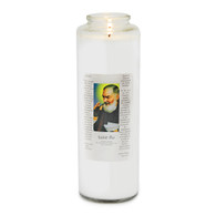 Front of candle.