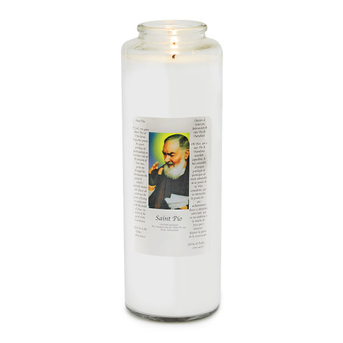Front of candle.