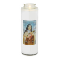 Front of candle.