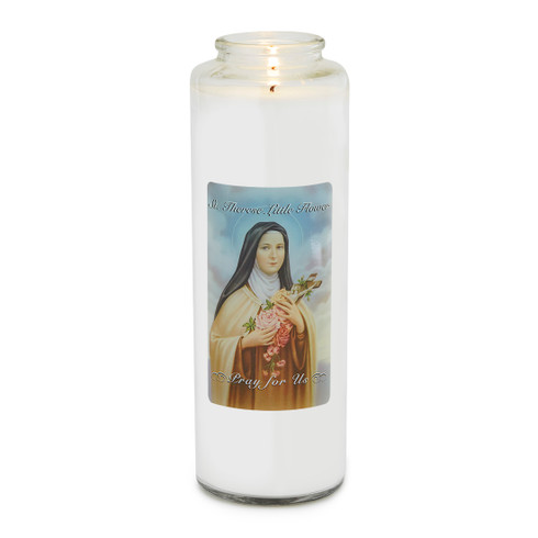 Front of candle.