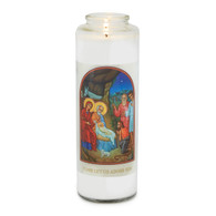 Front of candle.