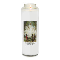 Front of candle.