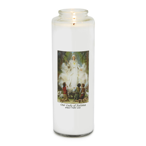 Front of candle.