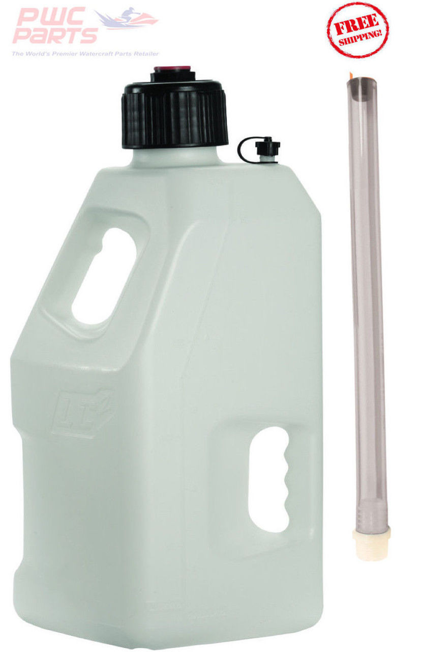 LC2 Fuel Jug w/ Hose Cap Container Fly Racing WHITE ATV MX PWC 5 Gallon