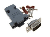 DB15 Male D-Sub connector w/ Two Piece Backshells Hoods 3 Row 