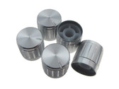 Aluminum Knob Cap for 6mm Knurled Shaft Pot 17*17mm - Silver - Pack of 5  