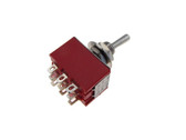 9-Pin 3PDT Toggle Switch - Red - Panel Mount Type ON-OFF-ON  