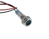 24VDC Metal LED Signal Indicator M6 Waterproof Wire Lead - Green  