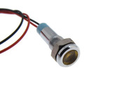 24VDC Metal LED Signal Indicator M6 Waterproof Wire Lead - Yellow  