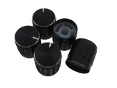 Aluminum Knob Cap for 6mm Knurled Shaft Pot 15*17mm - Black - Pack of 5  