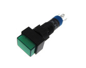 HQ 8mm Rectangle Pushbutton Switch w/ LED Panel Mount Solder Lug - Mom - Green  
