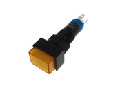 HQ 8mm Rectangle Pushbutton Switch w/ LED Panel Mount Solder Lug - Mom - Orange  