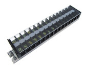 15 Position Screw Barrier Strip Terminal Block w/ Cover & Mounting Rail 20A  