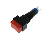 HQ 8mm Rectangle Pushbutton Switch w/ LED Panel Mount Solder Lug - Lat - Red  